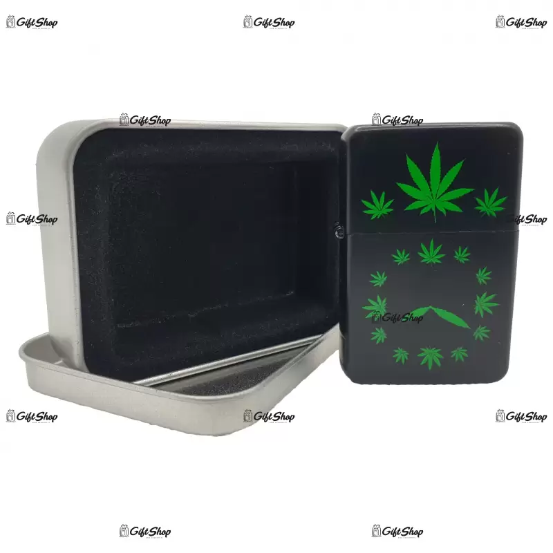 Marijuana black, bricheta gen zippo metalica model 3